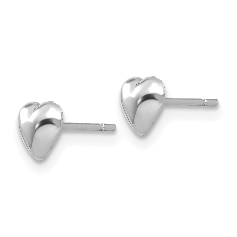 14K White Gold Polished Heart Post Earrings (TE597W)