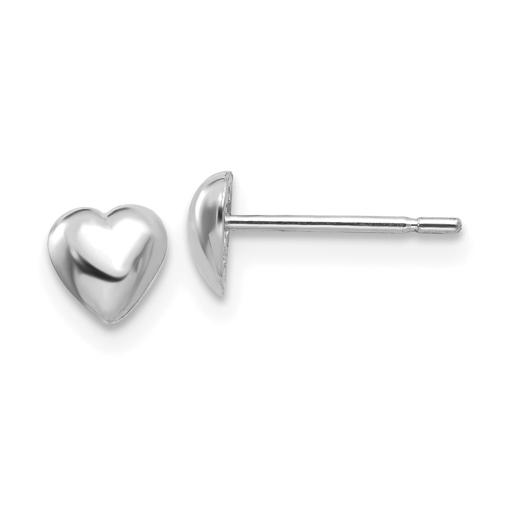 14K White Gold Polished Heart Post Earrings (TE597W)
