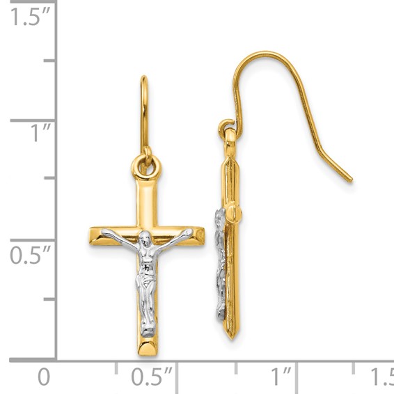 Gold Crucifix Dangle Earrings