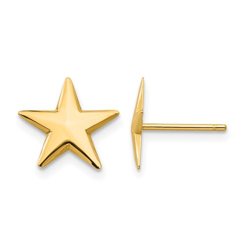 14K Yellow Gold Nautical Star Post Earrings