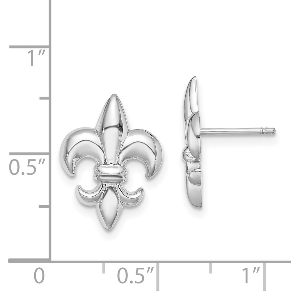 14K White Gold Small Fleur-De-Lis Post Earrings (TE619W)
