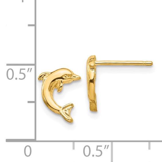 Gold Dolphin Post Earrings