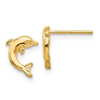 Gold Dolphin Post Earrings