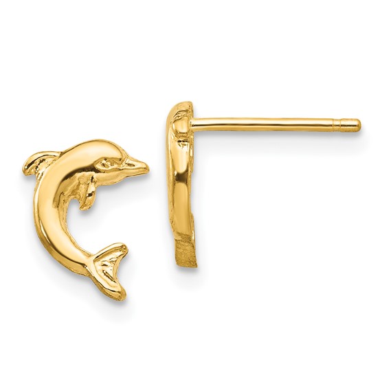 Gold Dolphin Post Earrings