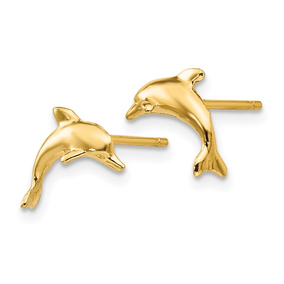 Gold Dolphin Post Earrings