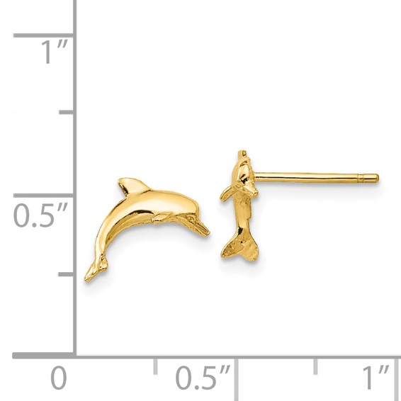 Gold Dolphin Post Earrings