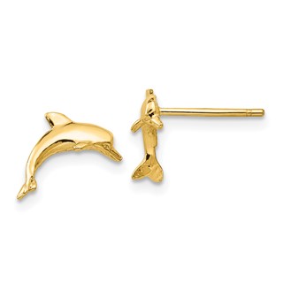 Gold Dolphin Post Earrings