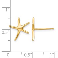 14K Yellow Gold Starfish Post Earrings view 4