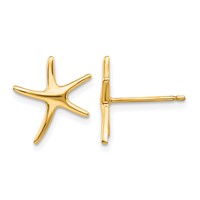 14K Yellow Gold Starfish Post Earrings view 1