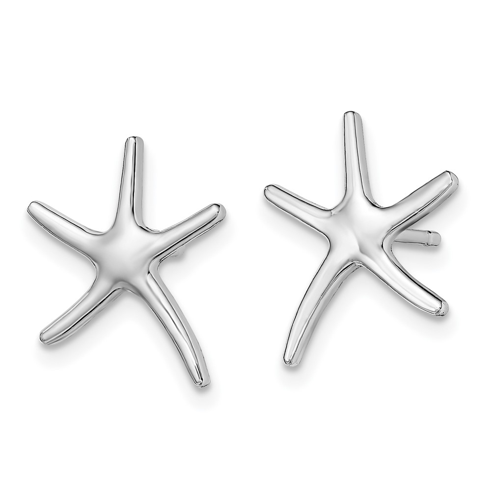 14K White Gold Polished Mini Starfish Earrings (TE624W)