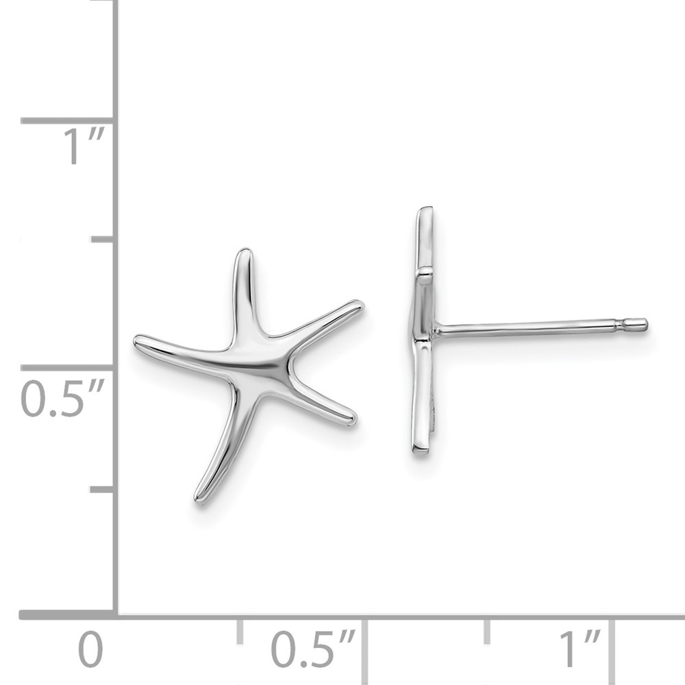 14K White Gold Polished Mini Starfish Earrings (TE624W)