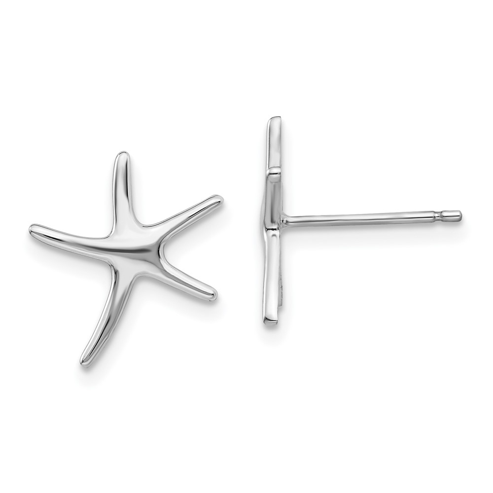 14K White Gold Polished Mini Starfish Earrings (TE624W)