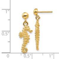 14K Seahorse Dangle Post Earrings view 4