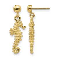 14K Seahorse Dangle Post Earrings view 1