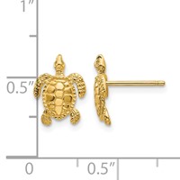 14K Yellow Gold Sea Turtle Post Earrings view 4