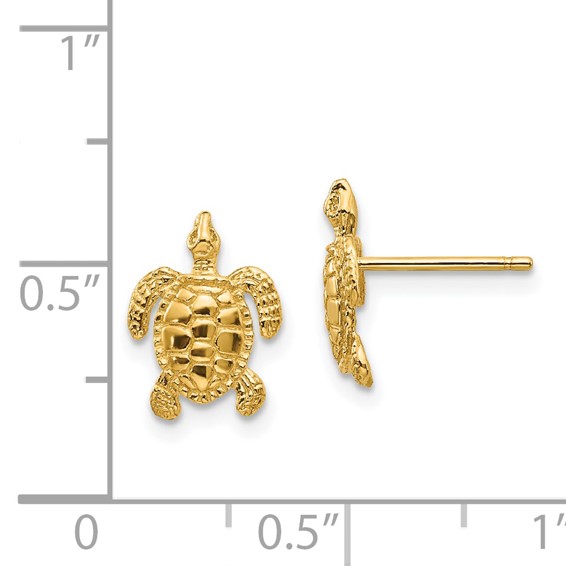 Gold Turtle Post Earrings