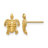 14K Yellow Gold Sea Turtle Post Earrings view 1