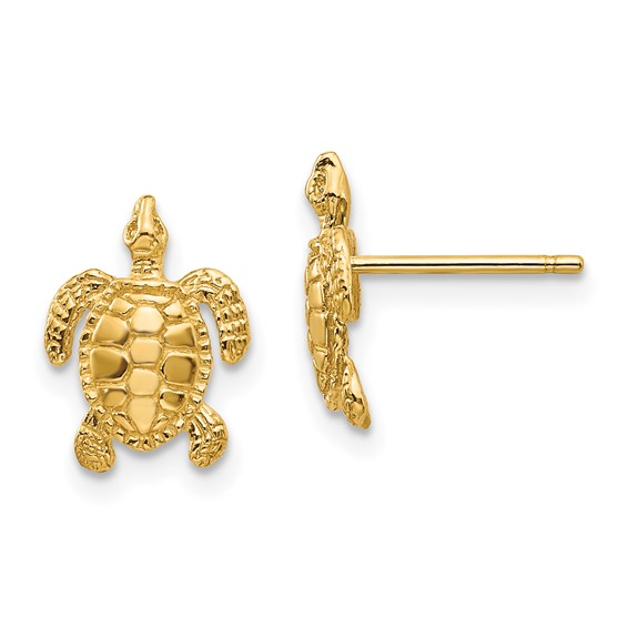 Gold Turtle Post Earrings
