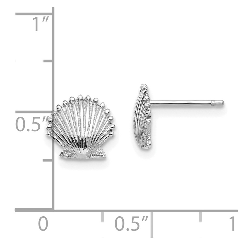 14K White Gold Scallop Shell Post Earrings (TE633W)