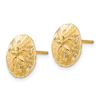 14K Yellow Gold Sand Dollar Post Earrings view 2
