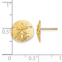 14K Yellow Gold Sand Dollar Post Earrings view 4