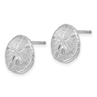14K White Gold Sand Dollar Post Earrings view 2