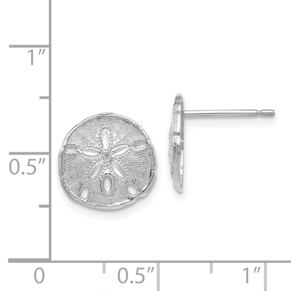 14k White Gold Sand Dollar Post Earrings (TE636W)