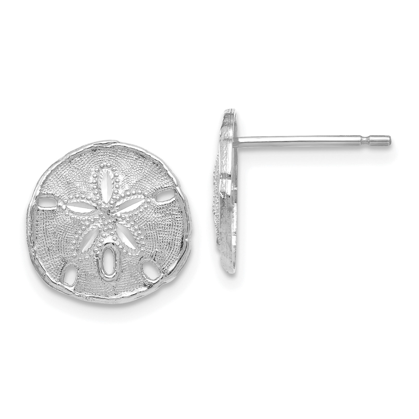 14k White Gold Sand Dollar Post Earrings (TE636W)