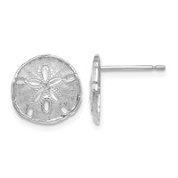 14K White Gold Sand Dollar Post Earrings view 1