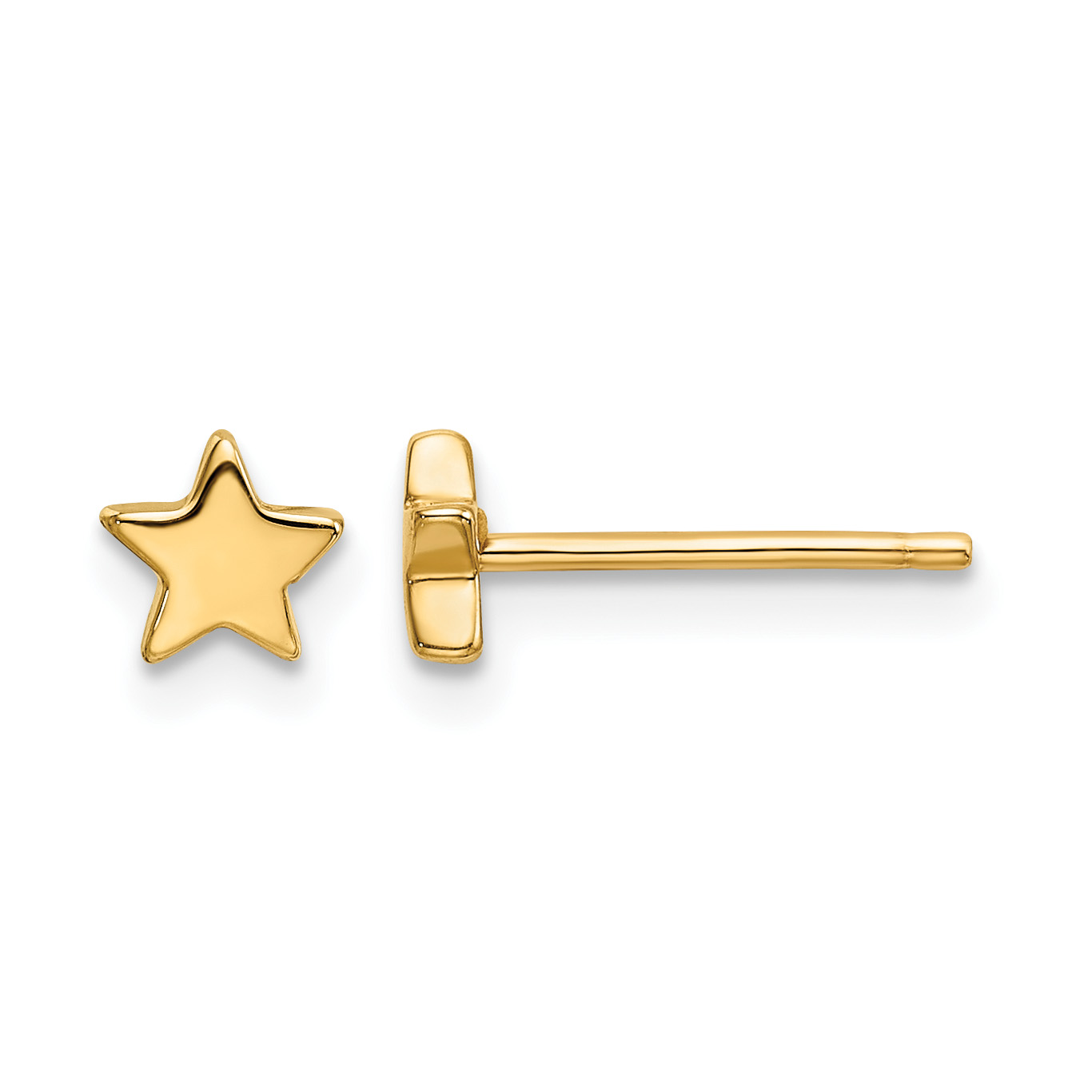 14k Gold Polished Star Post Earrings (TE651)