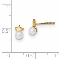 14K Yellow Gold Freshwater Cultured Pearl Star Polished Post Earrings view 2