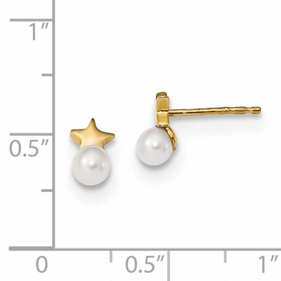 14k Freshwater Cultured Pearl Star Polished Post Earrings