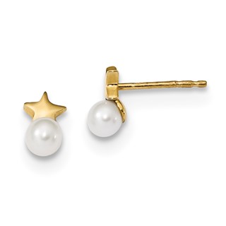 14k Freshwater Cultured Pearl Star Polished Post Earrings
