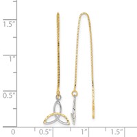 14K and White Rhodium Diamond-cut Box Chain Earrings with Celtic Knot Threader view 4