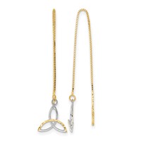 14K and White Rhodium Diamond-cut Box Chain Earrings with Celtic Knot Threader view 1