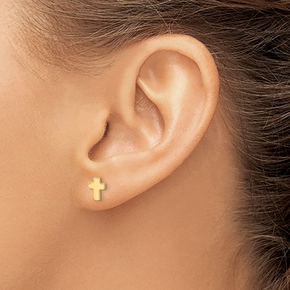 Gold Cross Post Earrings