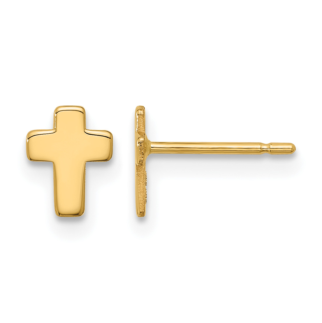 14k Gold Polished Cross Post Earrings (TE664)
