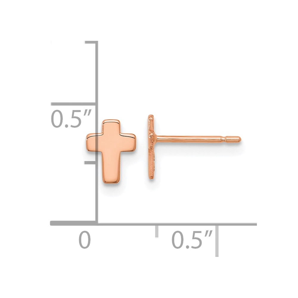 14k Rose Gold Polished Small Cross Post Earrings (TE664R)