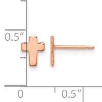 14K Rose Gold Polished Small Cross Post Earrings view 4