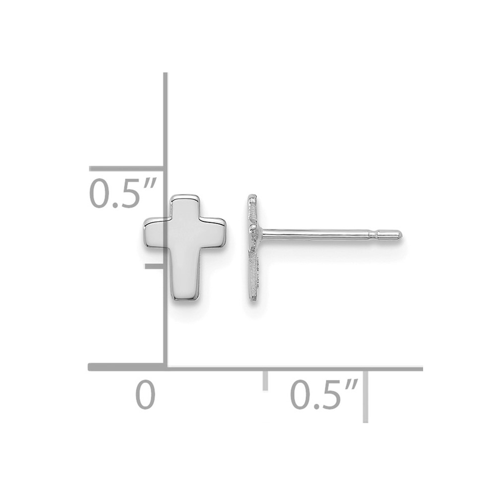 14k White Gold Polished Cross Post Earrings (TE664W)