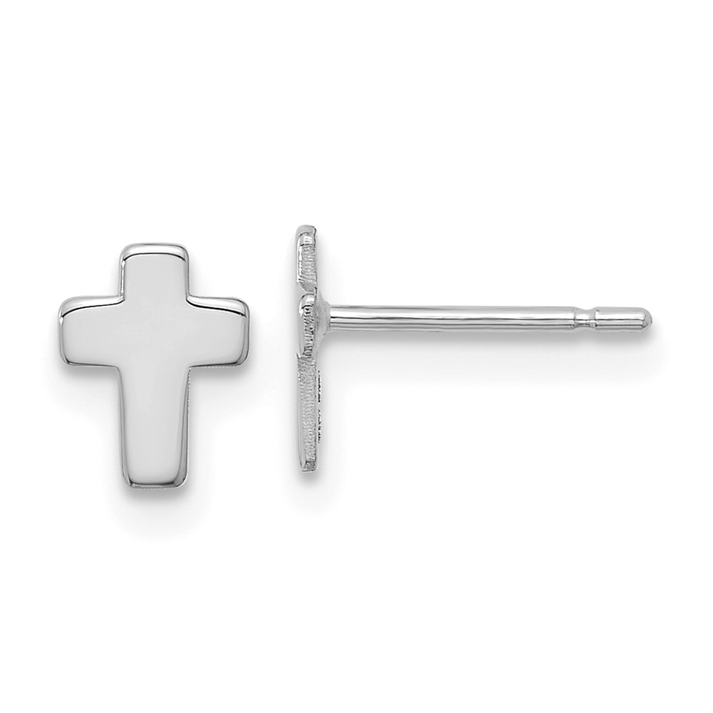 14k White Gold Polished Cross Post Earrings (TE664W)