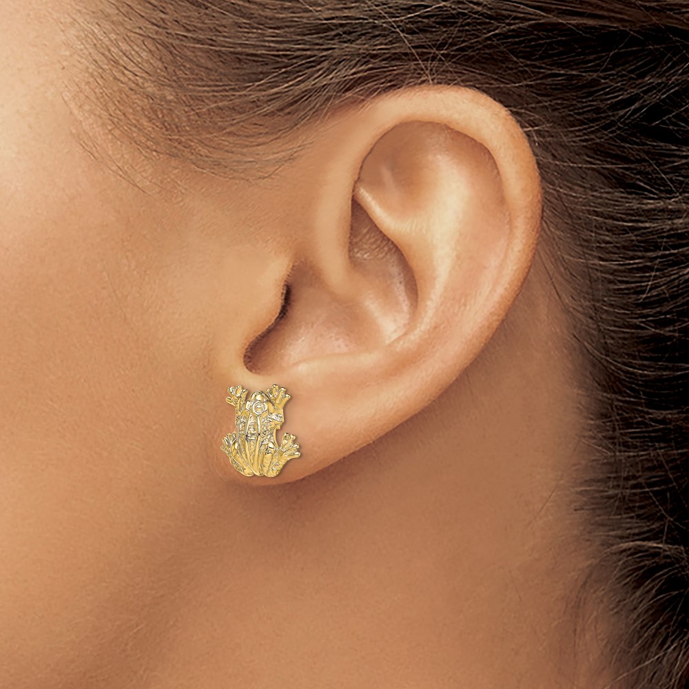 14K 2-D Leap Frog Post Earrings (TE670)