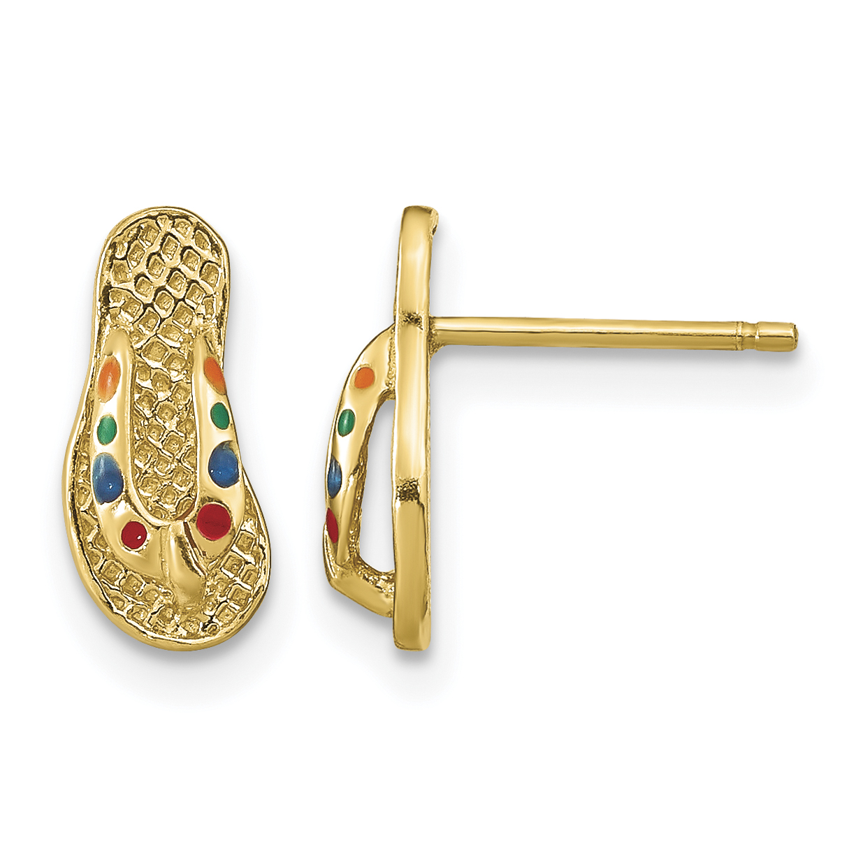 14k  3D W/ Multi-Color Enamel Flip-Flop Earrings (TE697)
