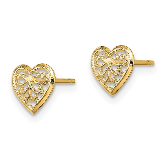 Gold Heart Post Earrings