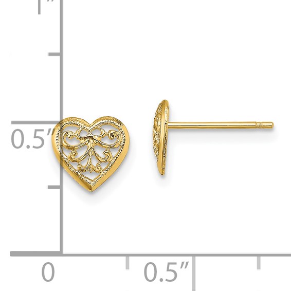 Gold Heart Post Earrings