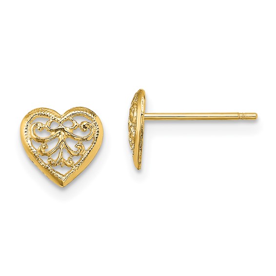 Gold Heart Post Earrings