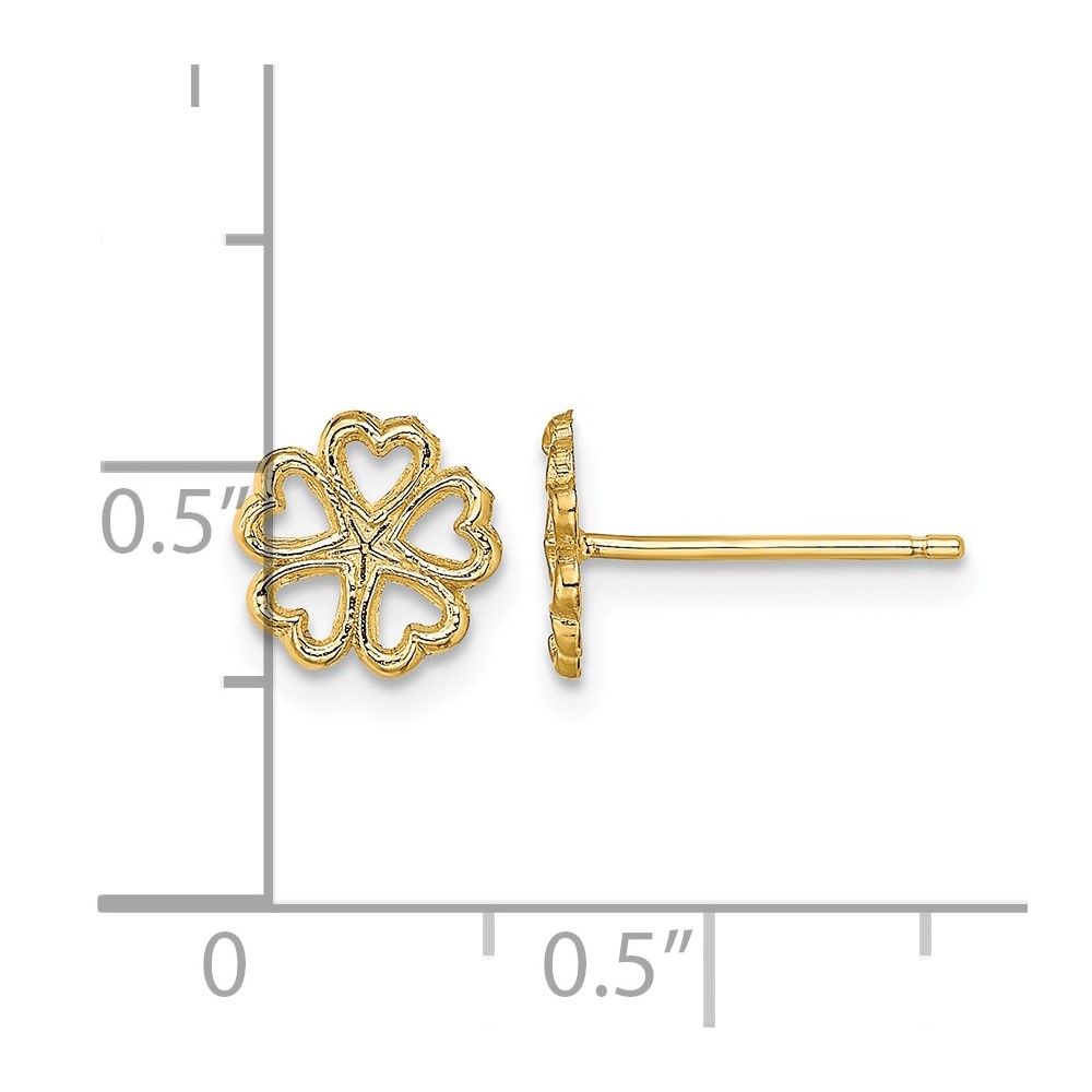 14K Five Hearts Circle Post Earrings (TE707)
