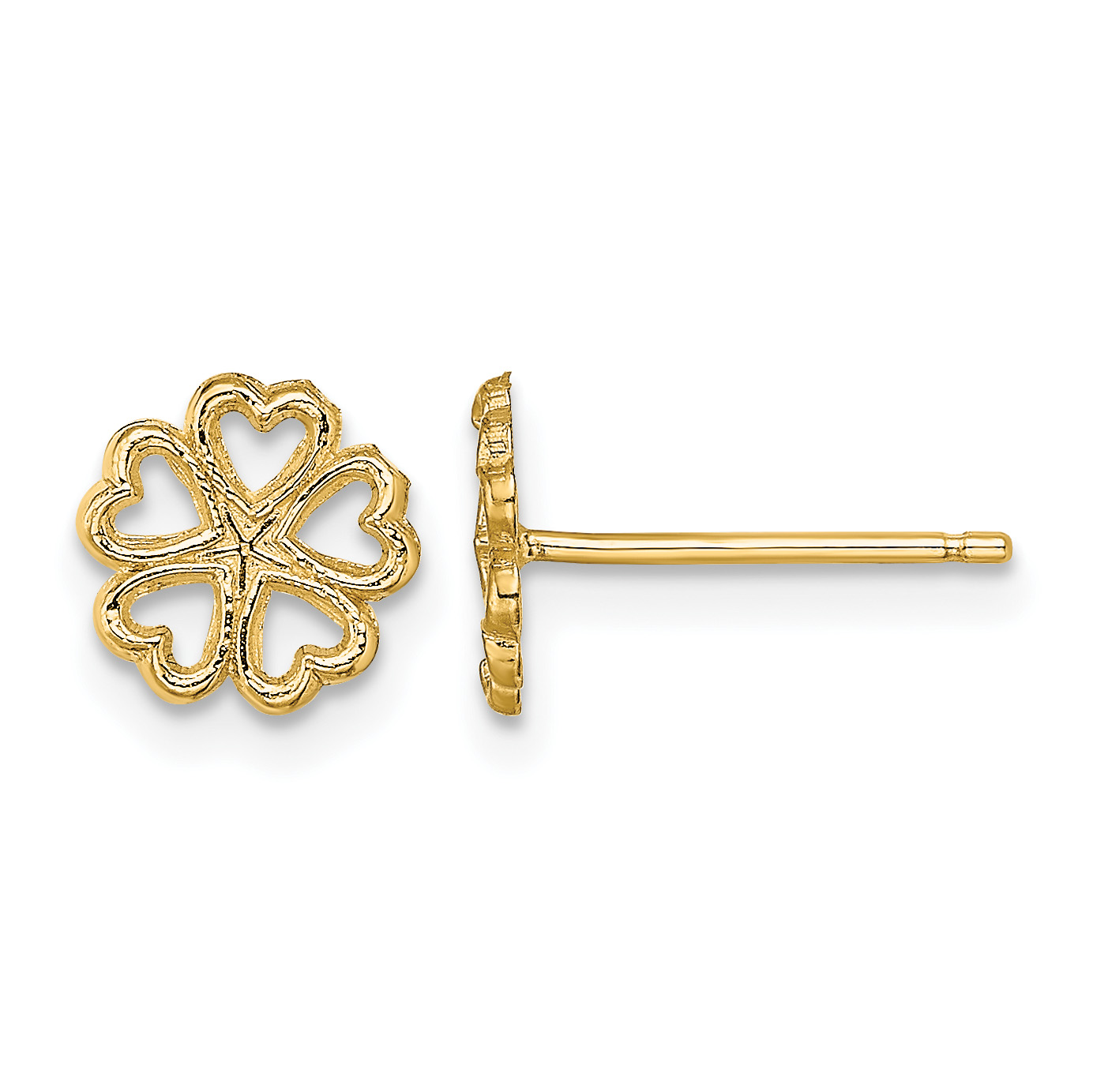 14K Five Hearts Circle Post Earrings (TE707)