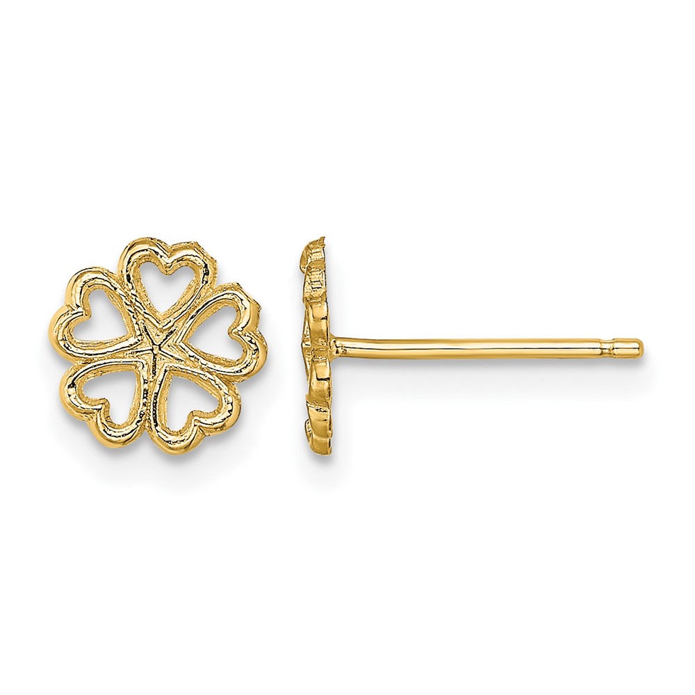 14K Five Hearts Circle Post Earrings (TE707)