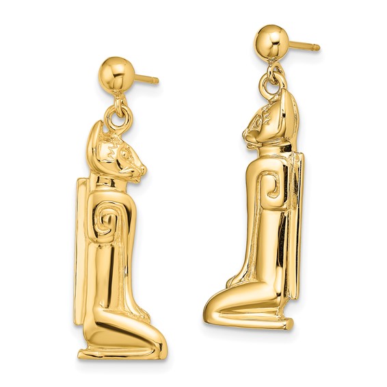 14K 2-D MARCO ISLAND Cat Dangle Post Earrings